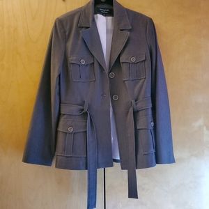 Signature Larry Levine Blazer Womens Size 10 Brown Belted Career Button Jacket